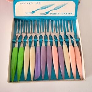 Vintage Little Fork Set of 12 Cocktail Forks Tapas Rostfrei 18-8 Stainless Steel